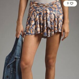 Anthropologie Daily Practice Sardinia Skort XS‎ Blue Orange Floral Stretch